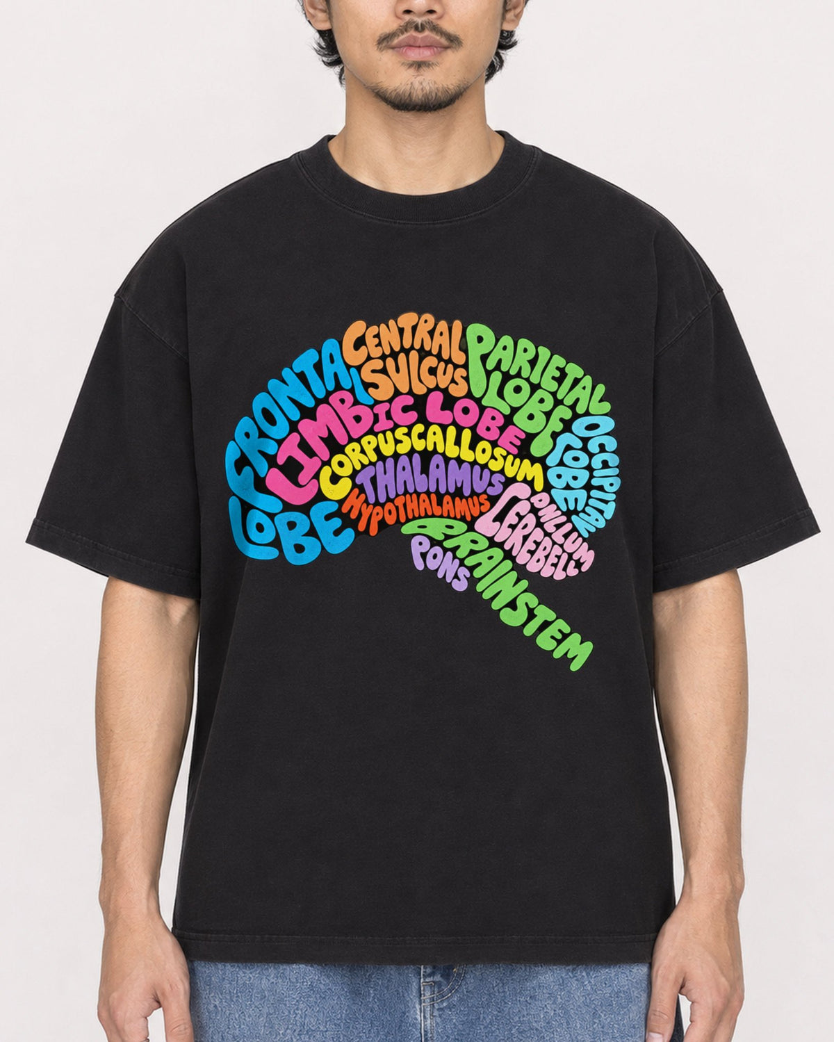 Mockup Boxy Heavyweight Tee Black male close-up 02