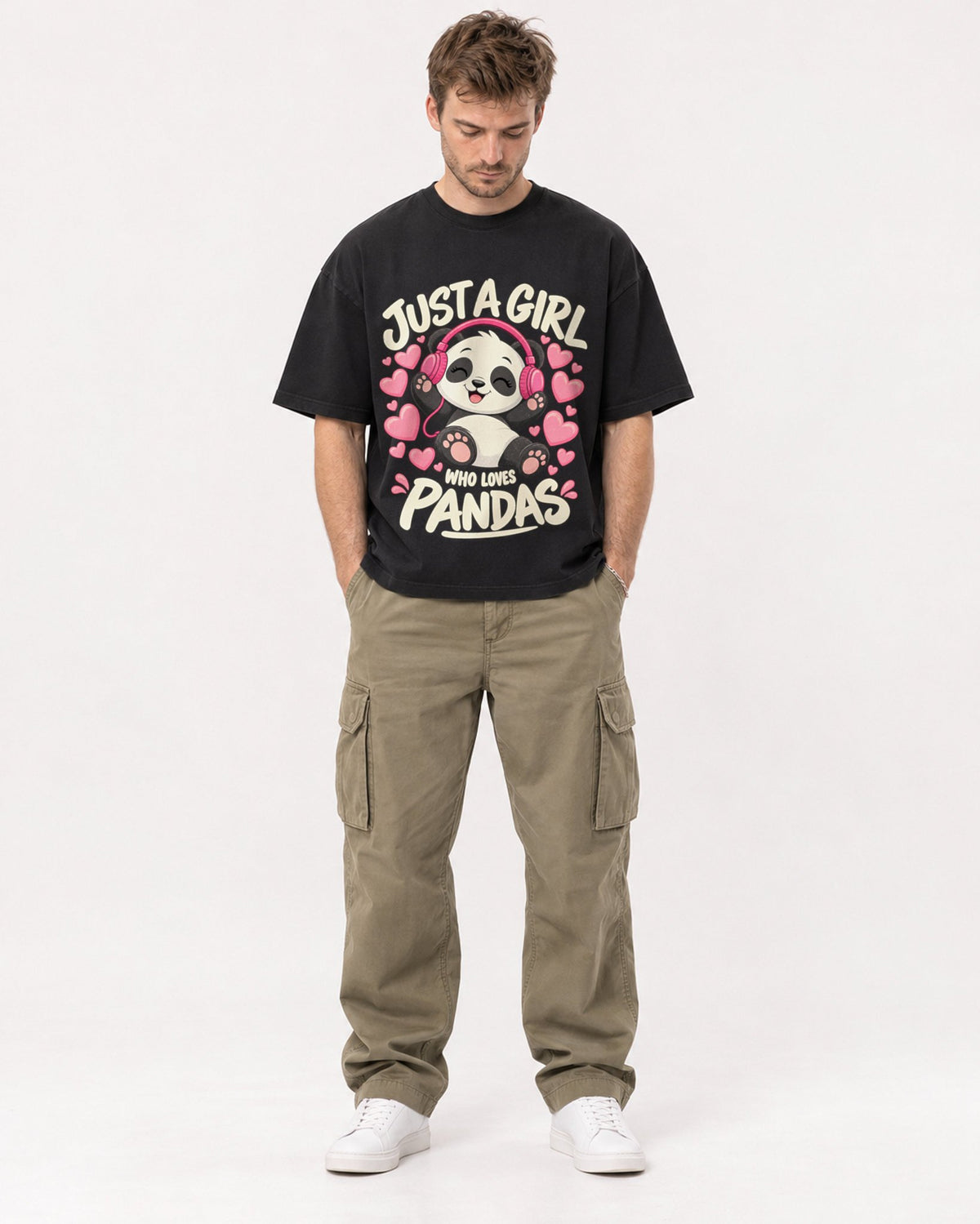 Mockup Boxy Heavyweight Tee Black male full-body 08