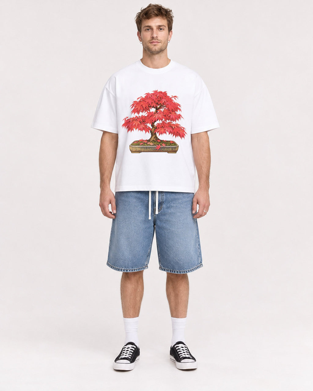 Mockup Boxy Heavyweight Tee White male full-body 08