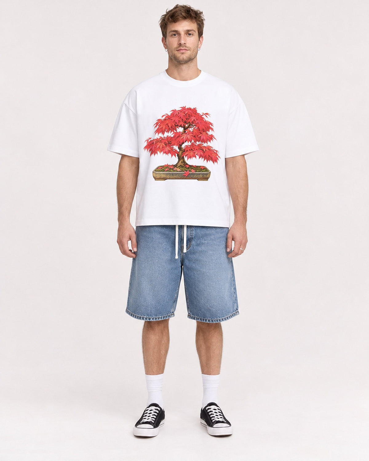 Mockup Boxy Heavyweight Tee White male full-body 08