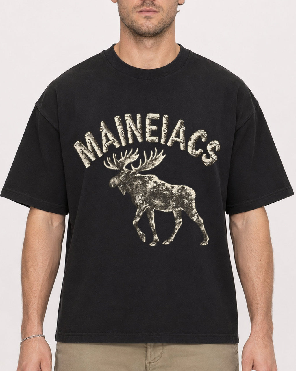 Mockup Boxy Heavyweight Tee Black male close-up 08