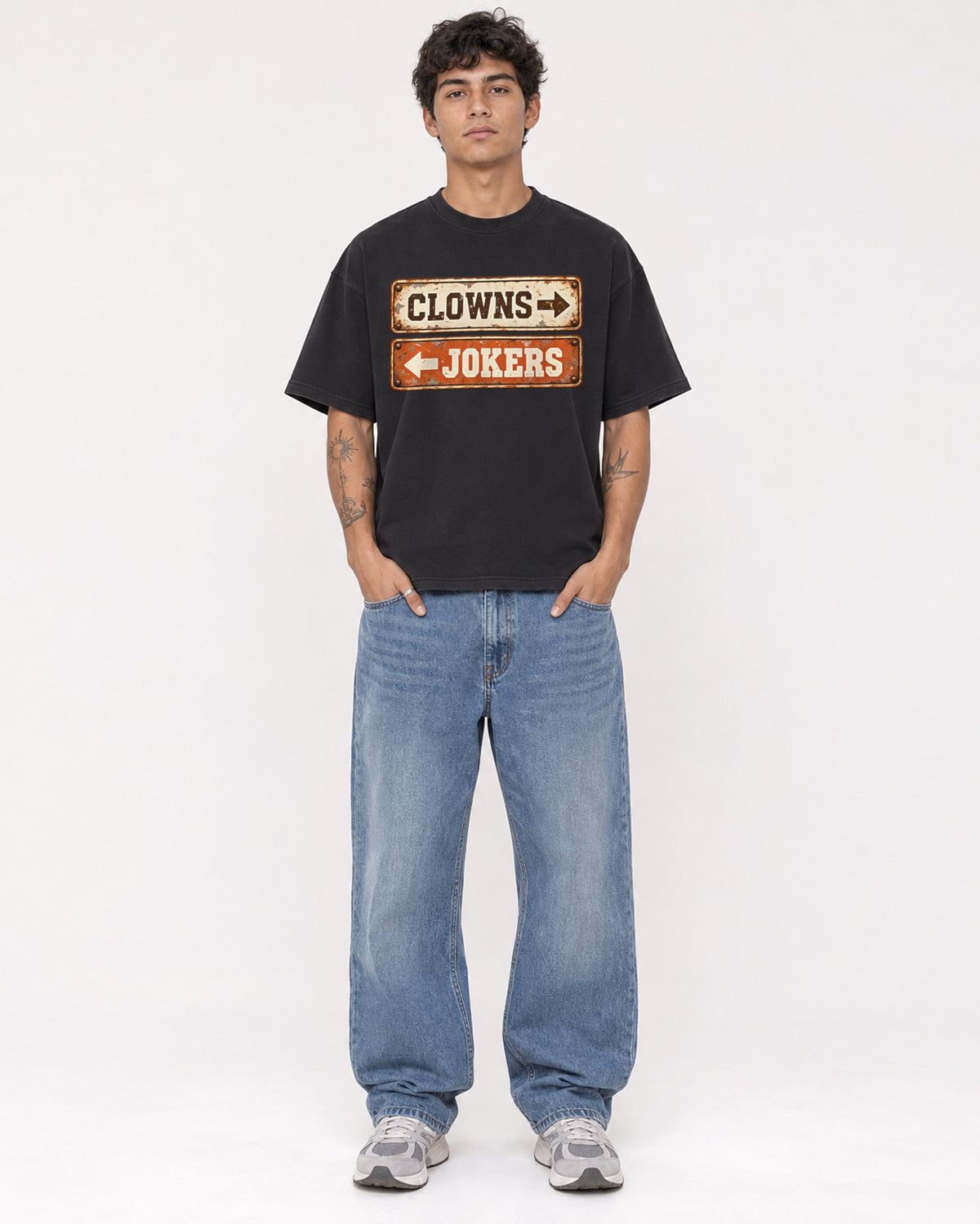 Mockup Boxy Heavyweight Tee Black male full-body 06