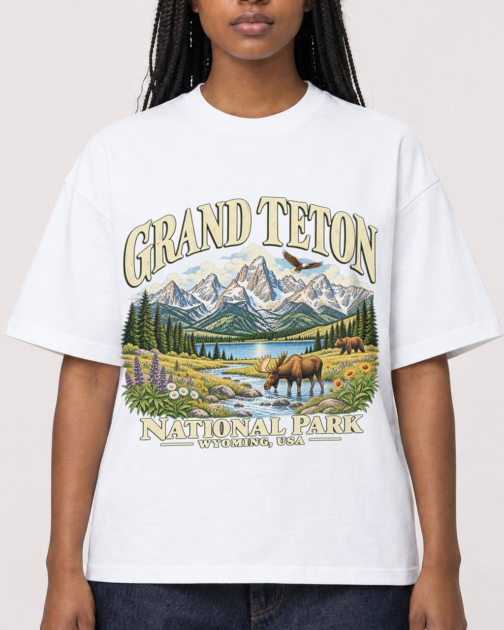 Mockup Boxy Heavyweight Tee White female close-up 04