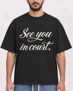Mockup Boxy Heavyweight Tee Black male close-up 07