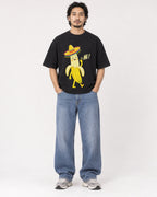 Mockup Boxy Heavyweight Tee Black male full-body 22