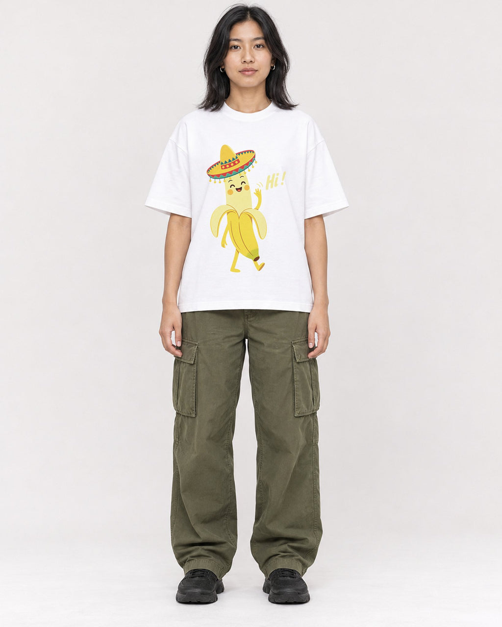 Mockup Boxy Heavyweight Tee White female full-body 22