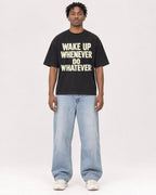 Mockup Boxy Heavyweight Tee Black male full-body 05