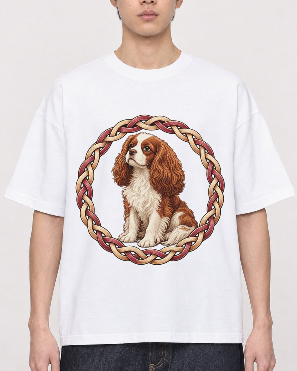 Mockup Boxy Heavyweight Tee White male close-up 01