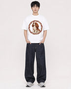Mockup Boxy Heavyweight Tee White male full-body 01