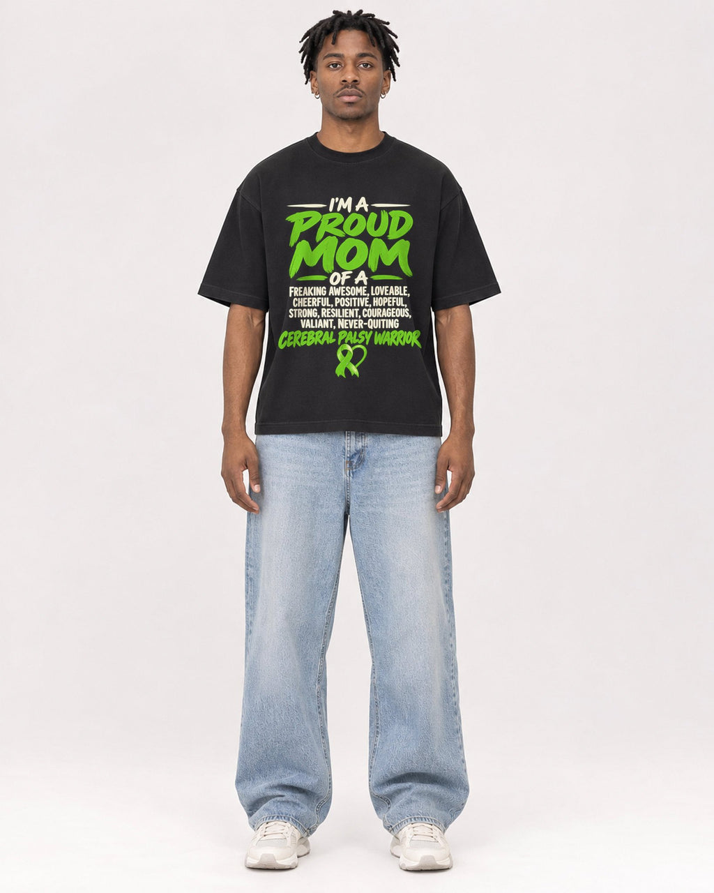 Mockup Boxy Heavyweight Tee Black male full-body 05