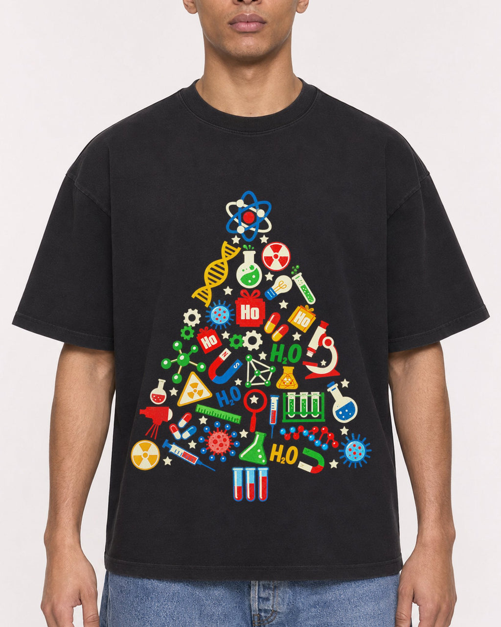 Mockup Boxy Heavyweight Tee Black male close-up 50
