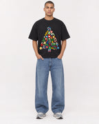 Mockup Boxy Heavyweight Tee Black male full-body 50