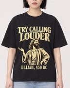 Mockup Boxy Heavyweight Tee Black female close-up 11