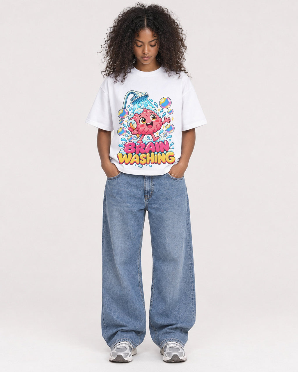 Mockup Boxy Heavyweight Tee White female full-body 05
