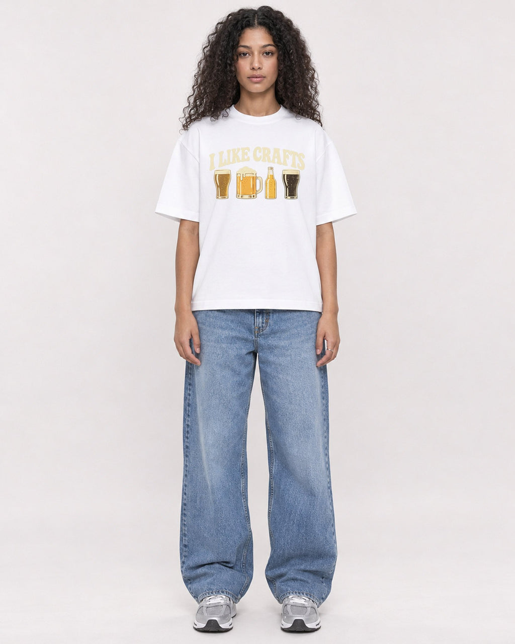 Mockup Boxy Heavyweight Tee White female full-body 10