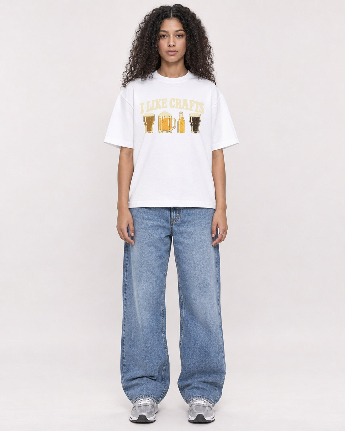 Mockup Boxy Heavyweight Tee White female full-body 10