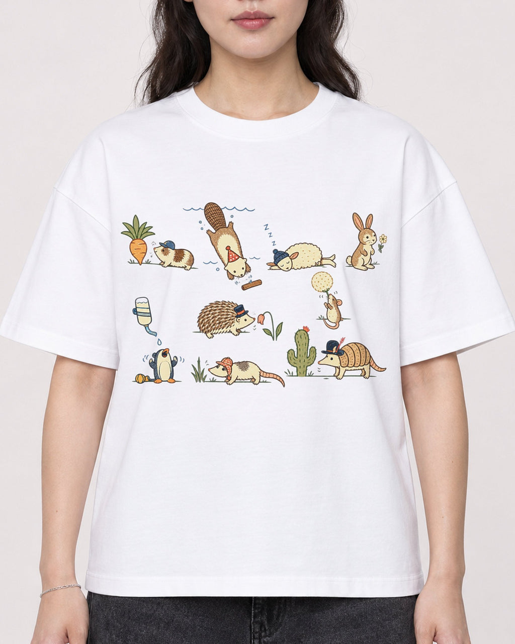 Mockup Boxy Heavyweight Tee White female close-up 03