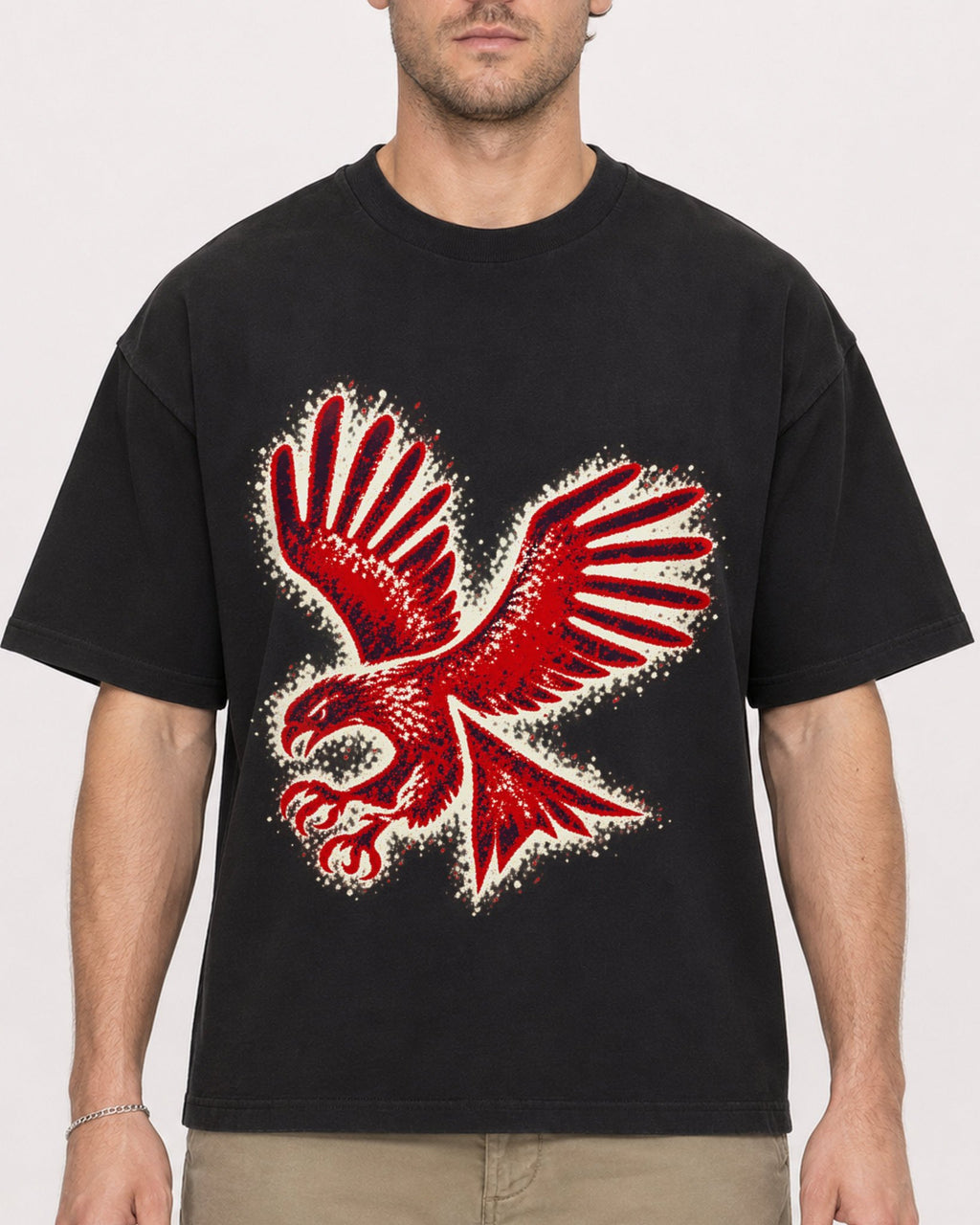 Mockup Boxy Heavyweight Tee Black male close-up 08