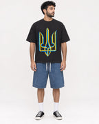 Mockup Boxy Heavyweight Tee Black male full-body 07