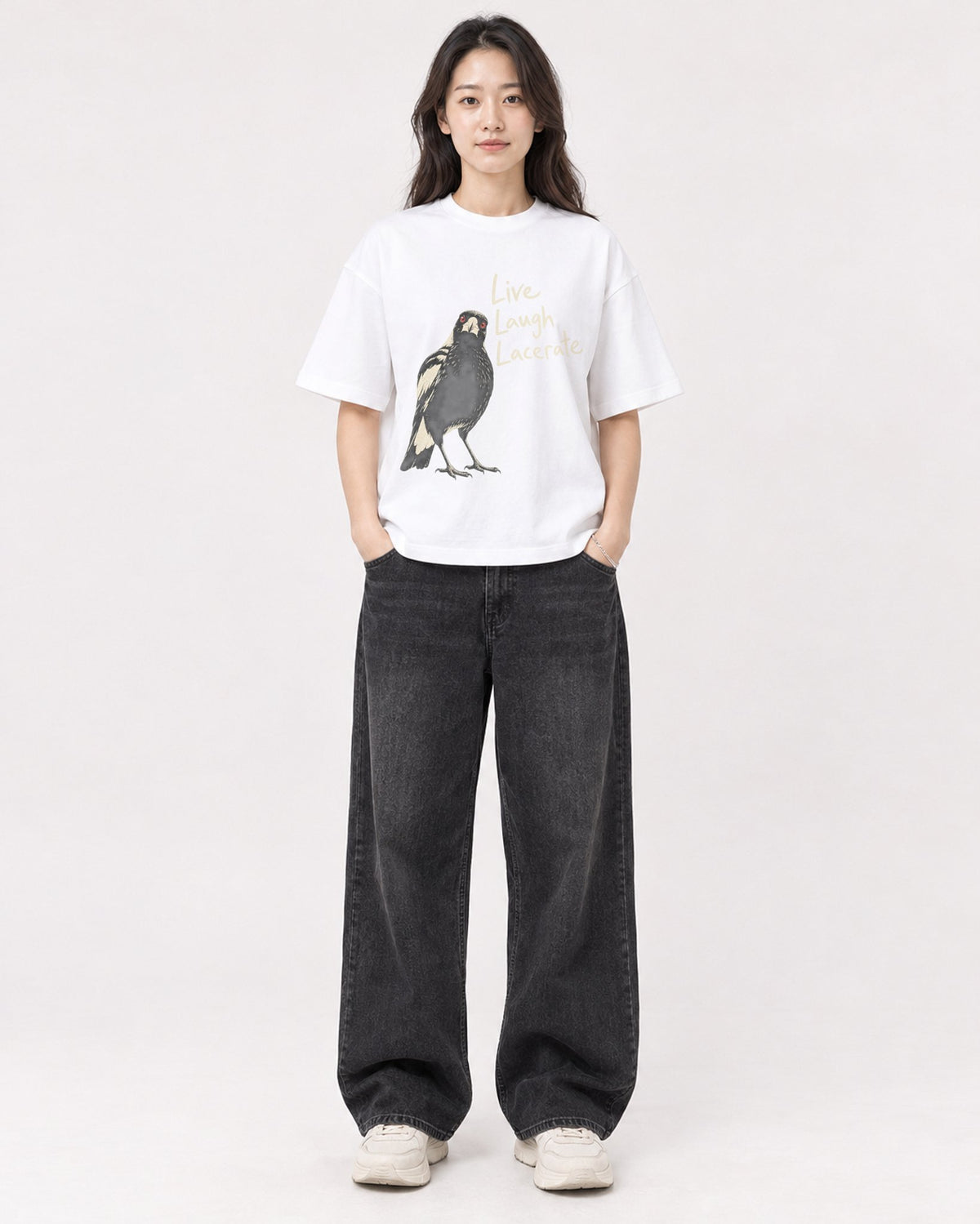 Mockup Boxy Heavyweight Tee White female full-body 03