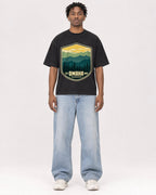 Mockup Boxy Heavyweight Tee Black male full-body 05