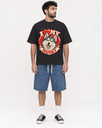 Mockup Boxy Heavyweight Tee Black male full-body 07