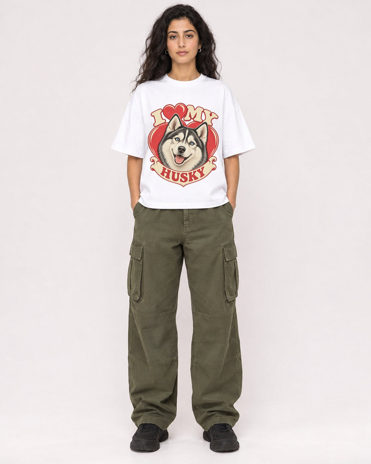 Mockup Boxy Heavyweight Tee White female full-body 07