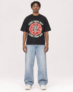 Mockup Boxy Heavyweight Tee Black male full-body 05