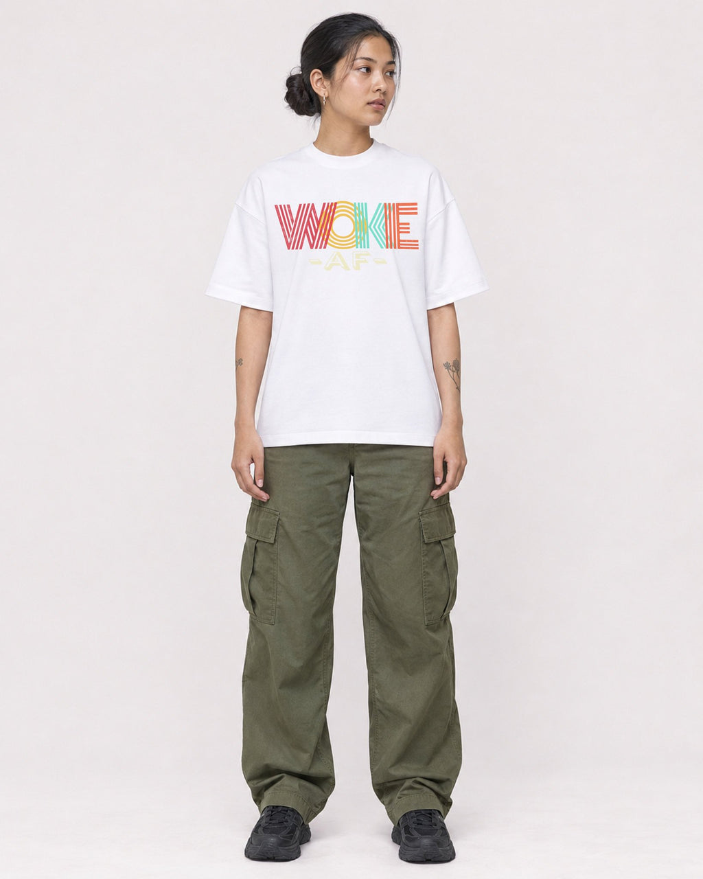 Mockup Boxy Heavyweight Tee White female full-body 12