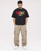 Mockup Boxy Heavyweight Tee Black male full-body 12