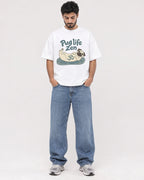 Mockup Boxy Heavyweight Tee White male full-body 07