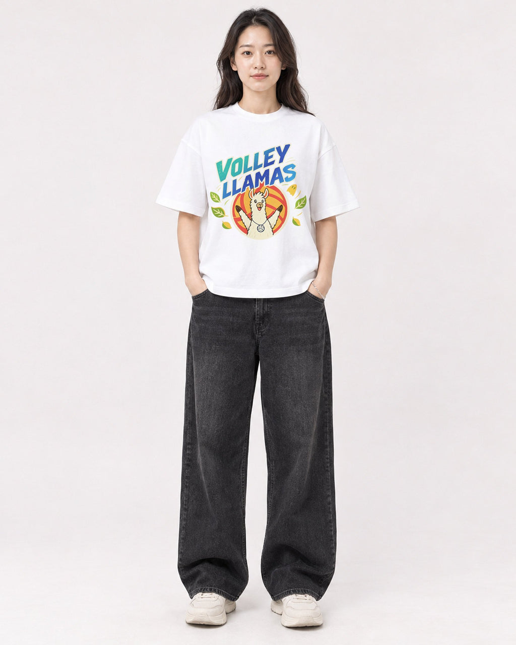 Mockup Boxy Heavyweight Tee White female full-body 03