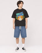 Mockup Boxy Heavyweight Tee Black male full-body 03