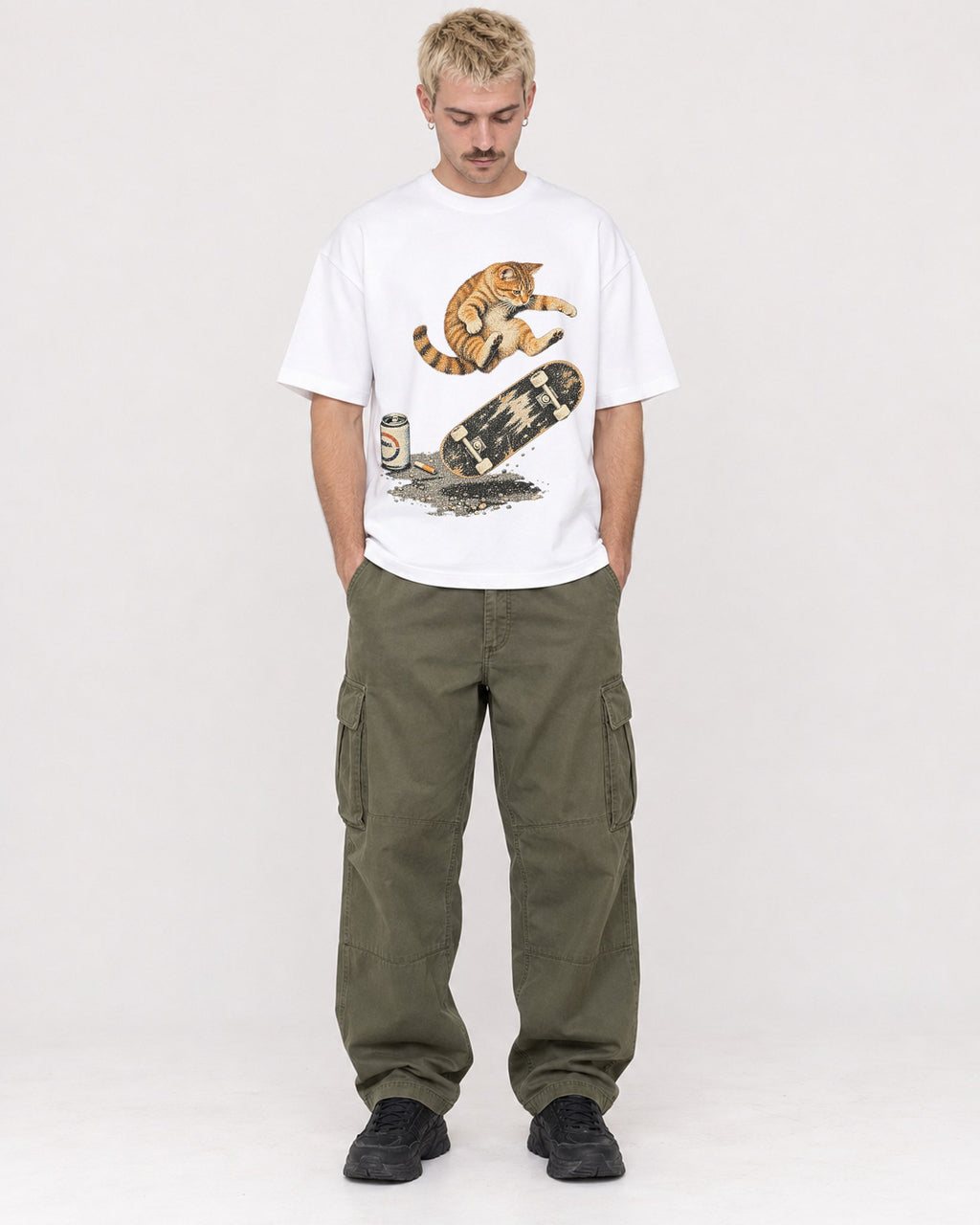 Mockup Boxy Heavyweight Tee White male full-body 39