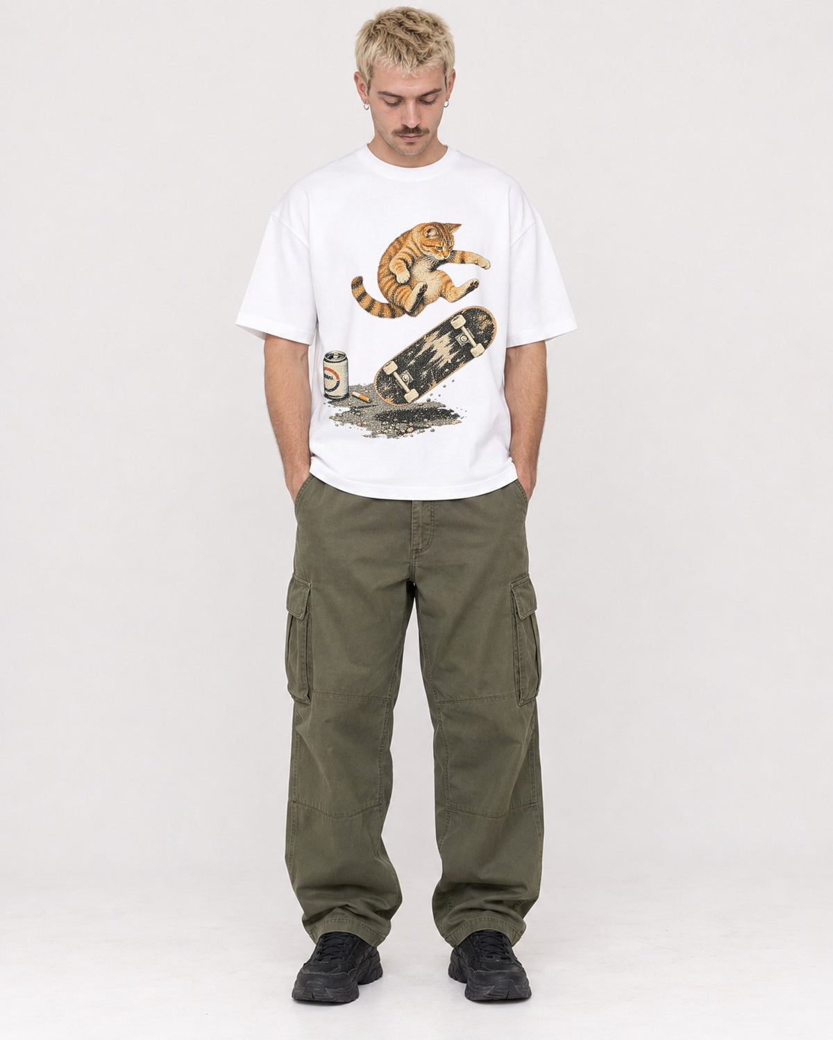 Mockup Boxy Heavyweight Tee White male full-body 39