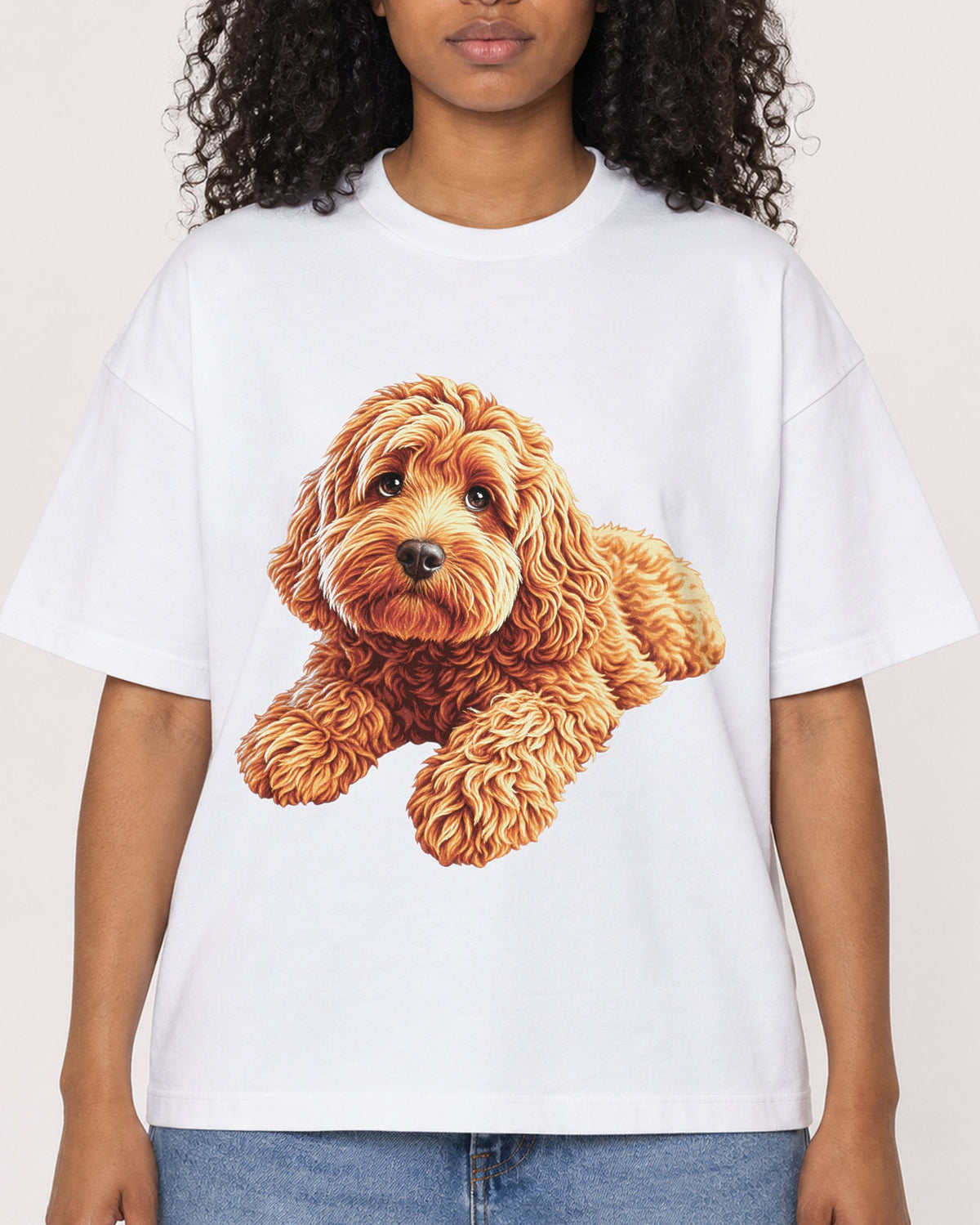 Mockup Boxy Heavyweight Tee White female close-up 05