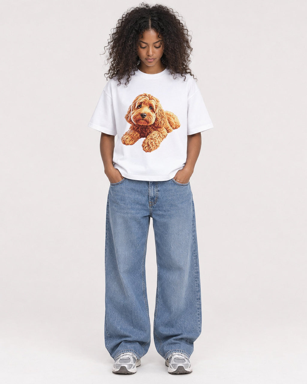 Mockup Boxy Heavyweight Tee White female full-body 05