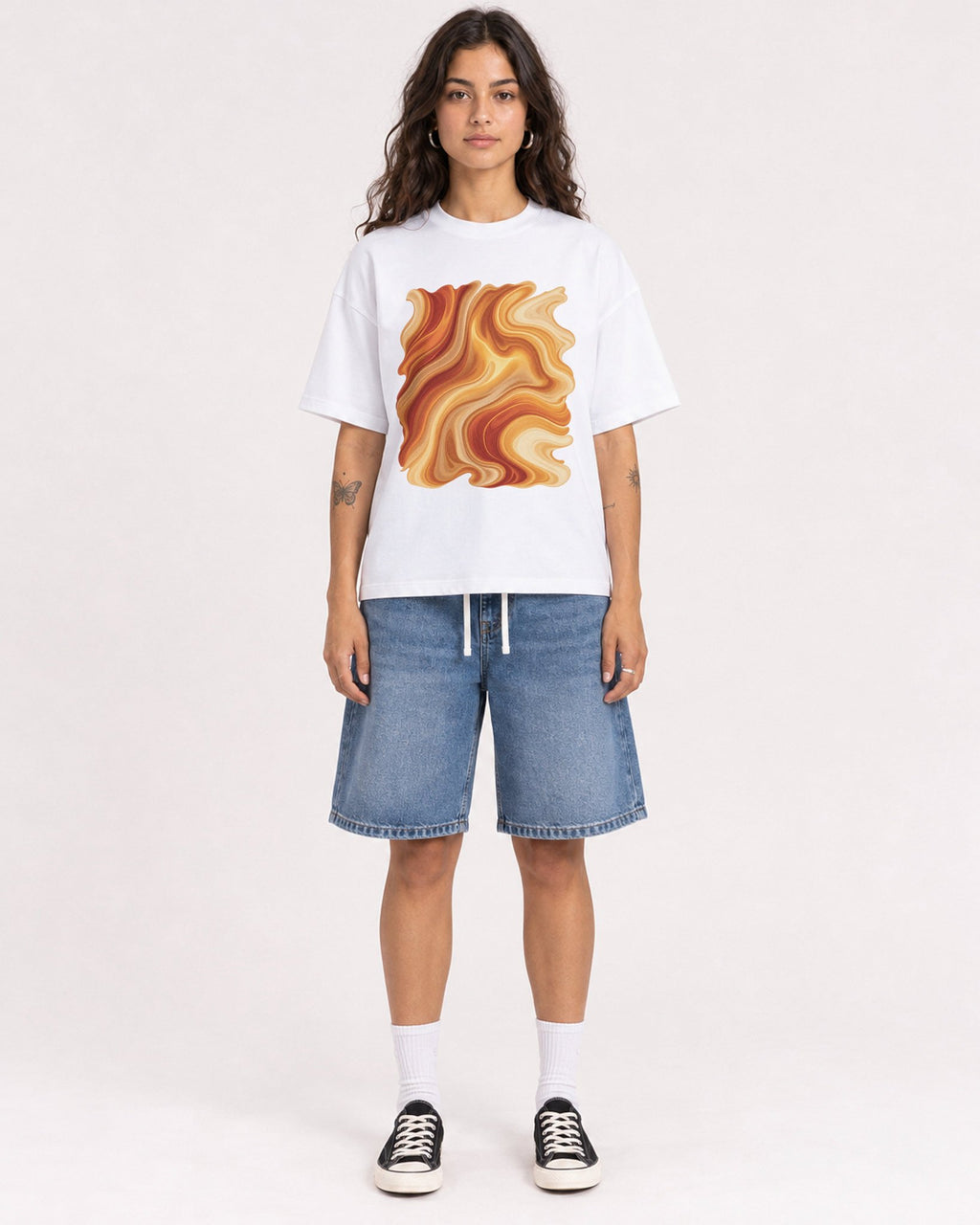 Mockup Boxy Heavyweight Tee White female full-body 06