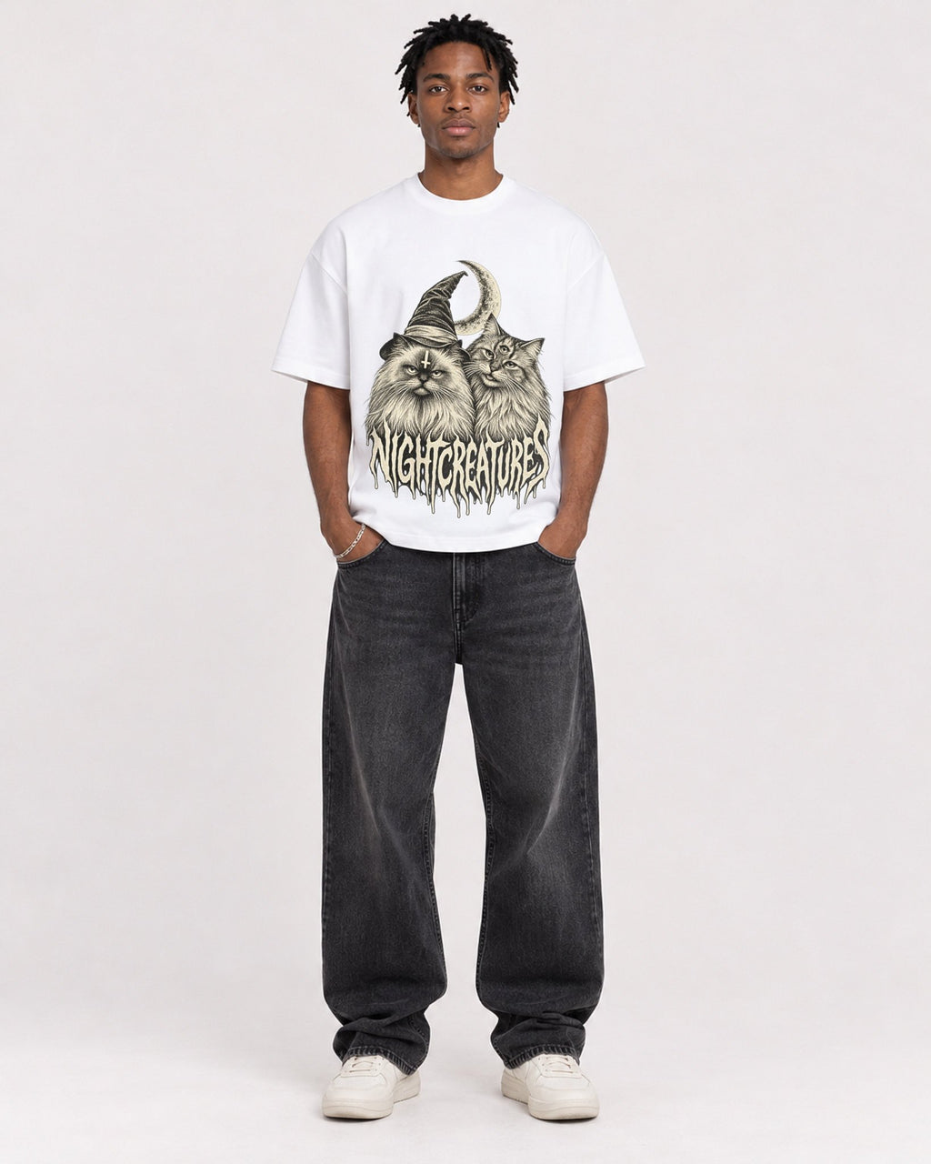 Mockup Boxy Heavyweight Tee White male full-body 05