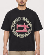 Mockup Boxy Heavyweight Tee Black male close-up 32