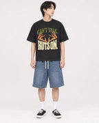 Mockup Boxy Heavyweight Tee Black male full-body 11
