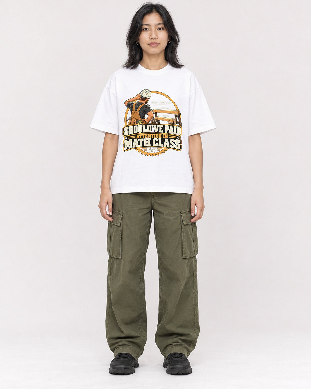 Mockup Boxy Heavyweight Tee White female full-body 22