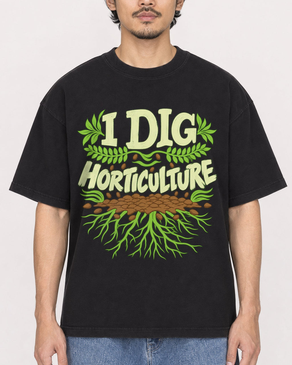 Mockup Boxy Heavyweight Tee Black male close-up 02