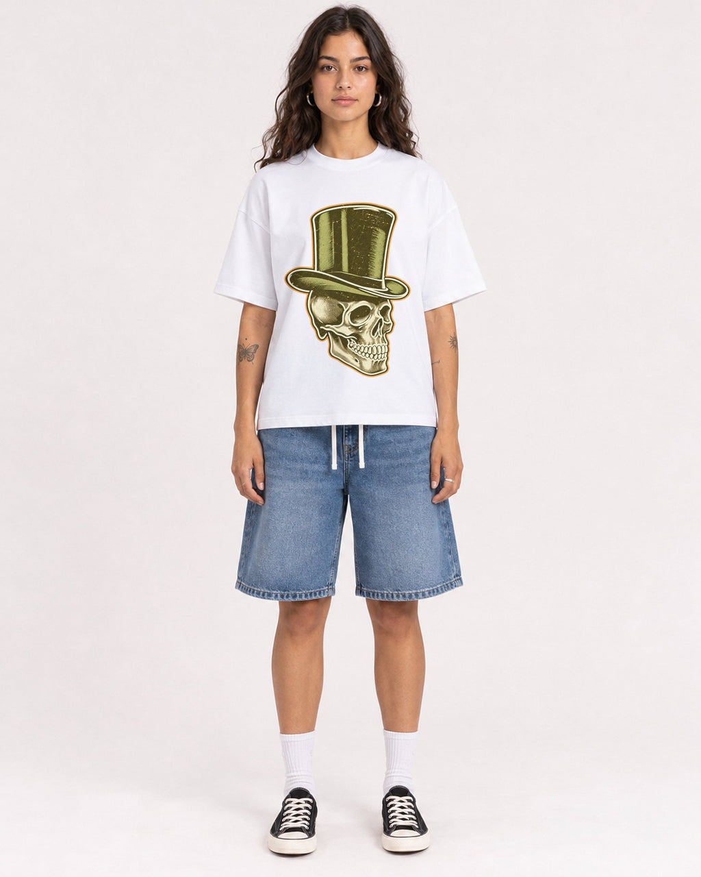 Mockup Boxy Heavyweight Tee White female full-body 06