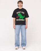Mockup Boxy Heavyweight Tee Black male full-body 29