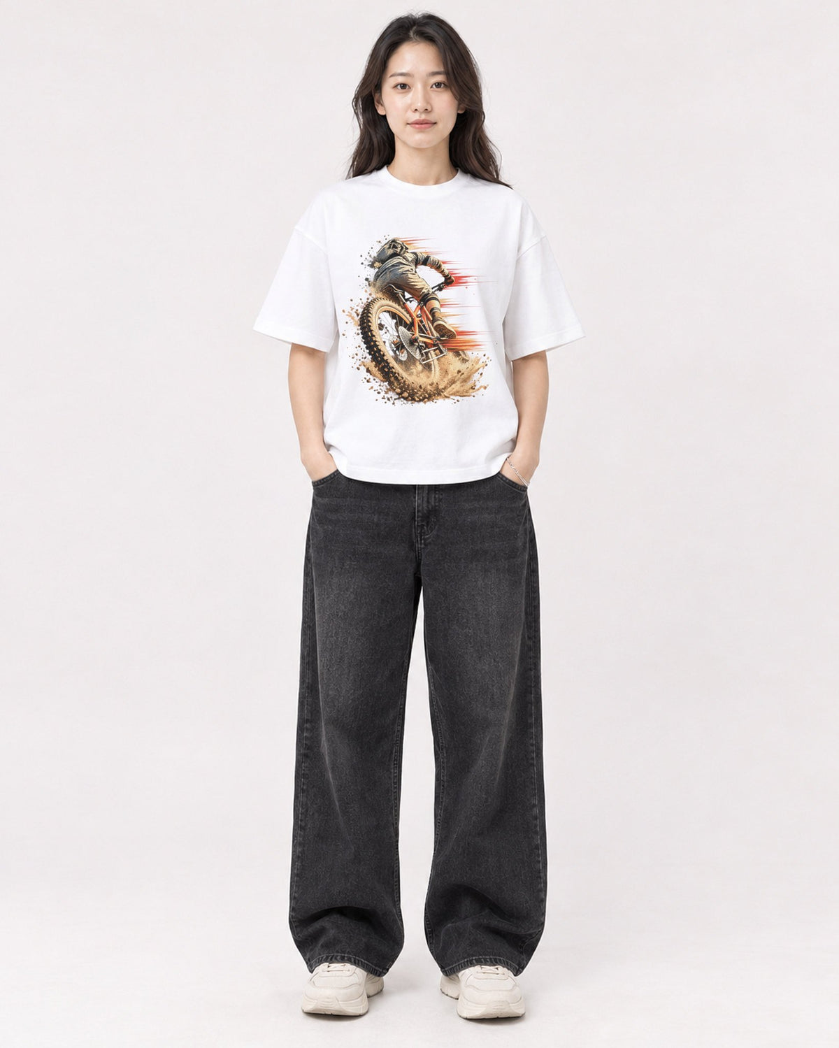 Mockup Boxy Heavyweight Tee White female full-body 03