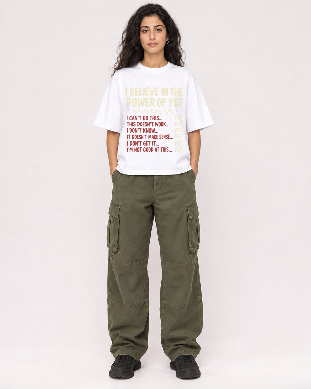 Mockup Boxy Heavyweight Tee White female full-body 07