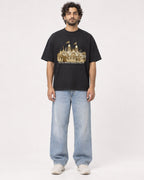 Mockup Boxy Heavyweight Tee Black male full-body 17