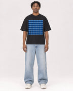 Mockup Boxy Heavyweight Tee Black male full-body 05
