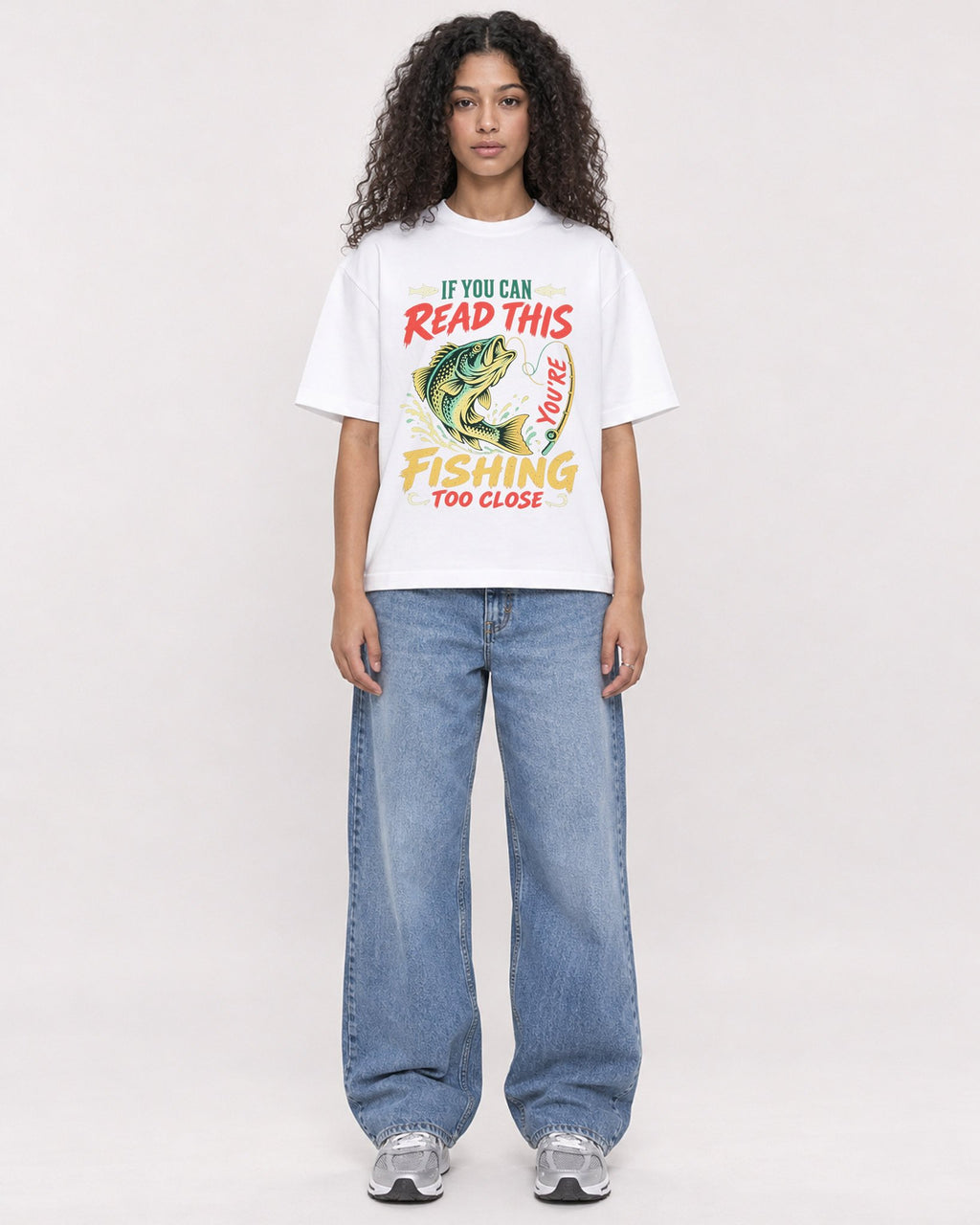Mockup Boxy Heavyweight Tee White female full-body 10